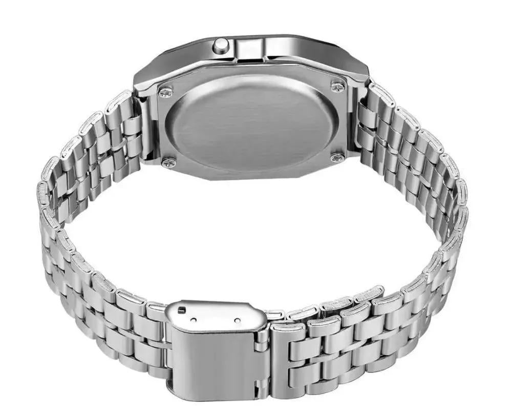 Casio Men Digital Watch Silver Chain Strap Square Case