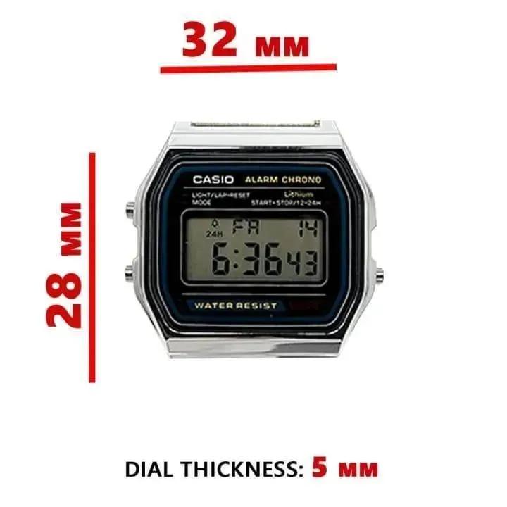 Casio Men Digital Watch Silver Chain Strap Square Case