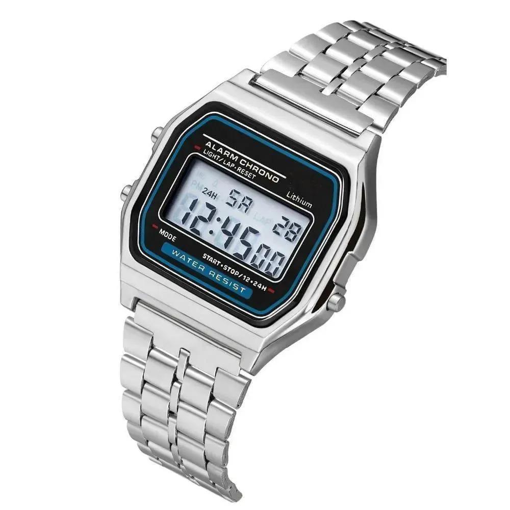 Casio Men Digital Watch Silver Chain Strap Square Case