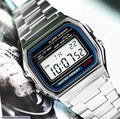 Casio Men Digital Watch Silver Chain Strap Square Case