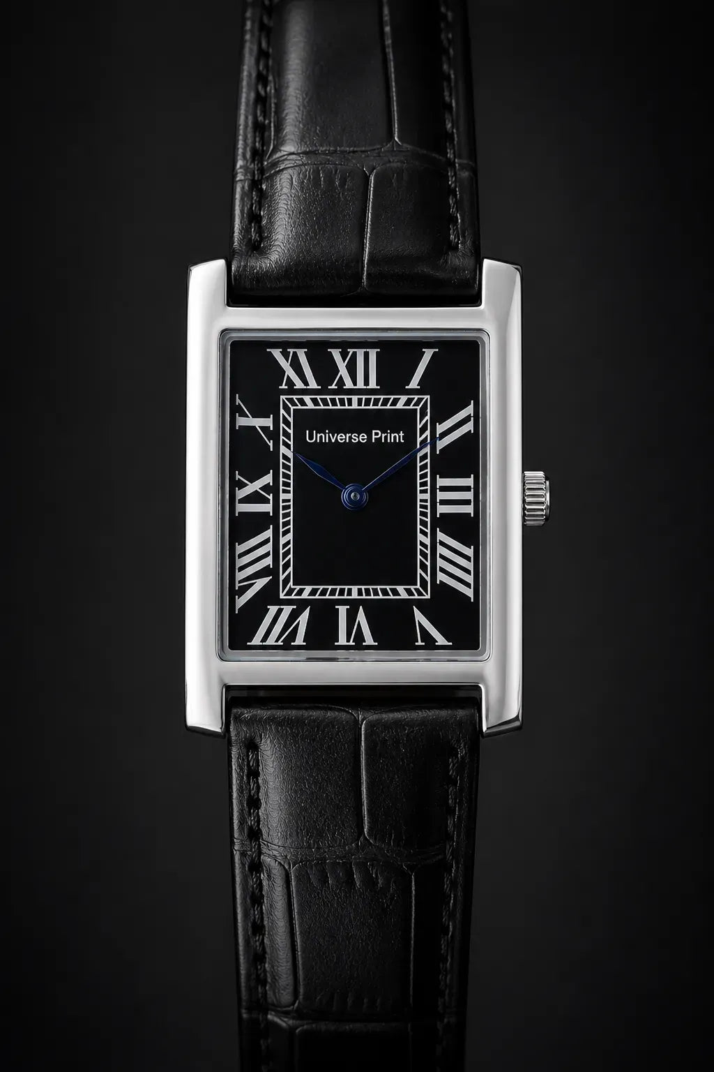 Men's Rectangular Watch with Roman Numeral Dial