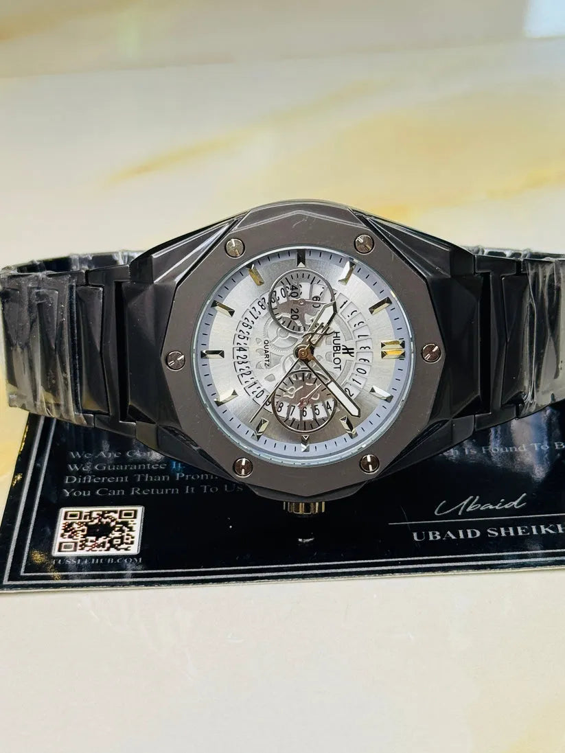 New stylish Hublot premium watch black colour and white dial