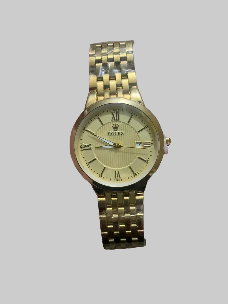 Golden Men's Rolex Style Analog Watch with Date Function
