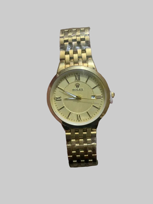 Golden Men's Rolex Style Analog Watch with Date Function