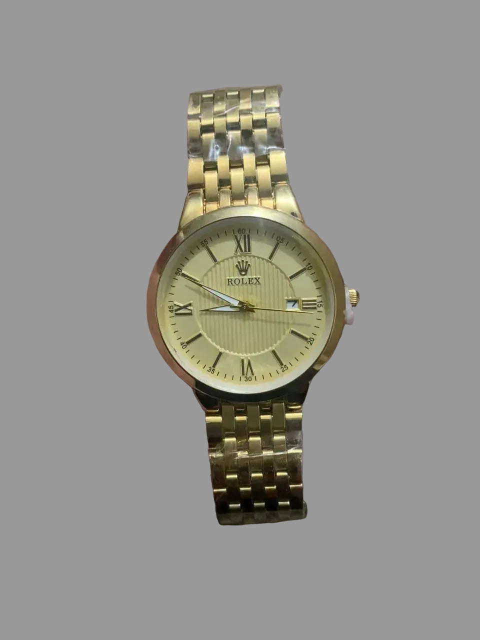 Golden Men's Rolex Style Analog Watch with Date Function