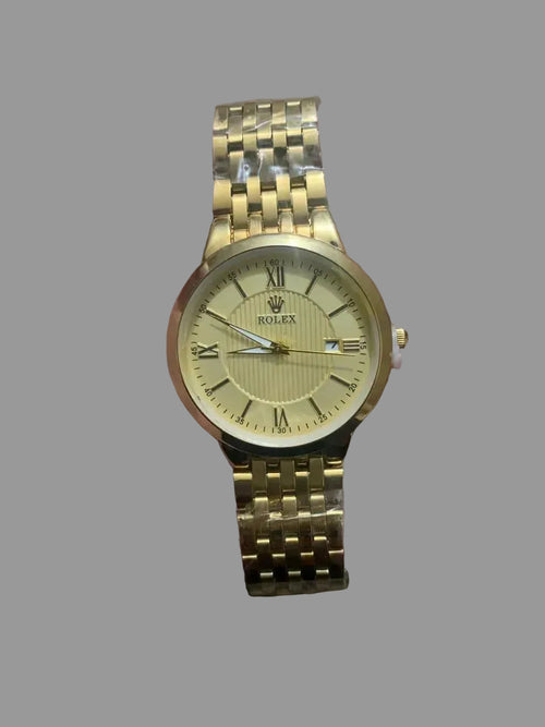 Golden Men's Rolex Style Analog Watch with Date Function