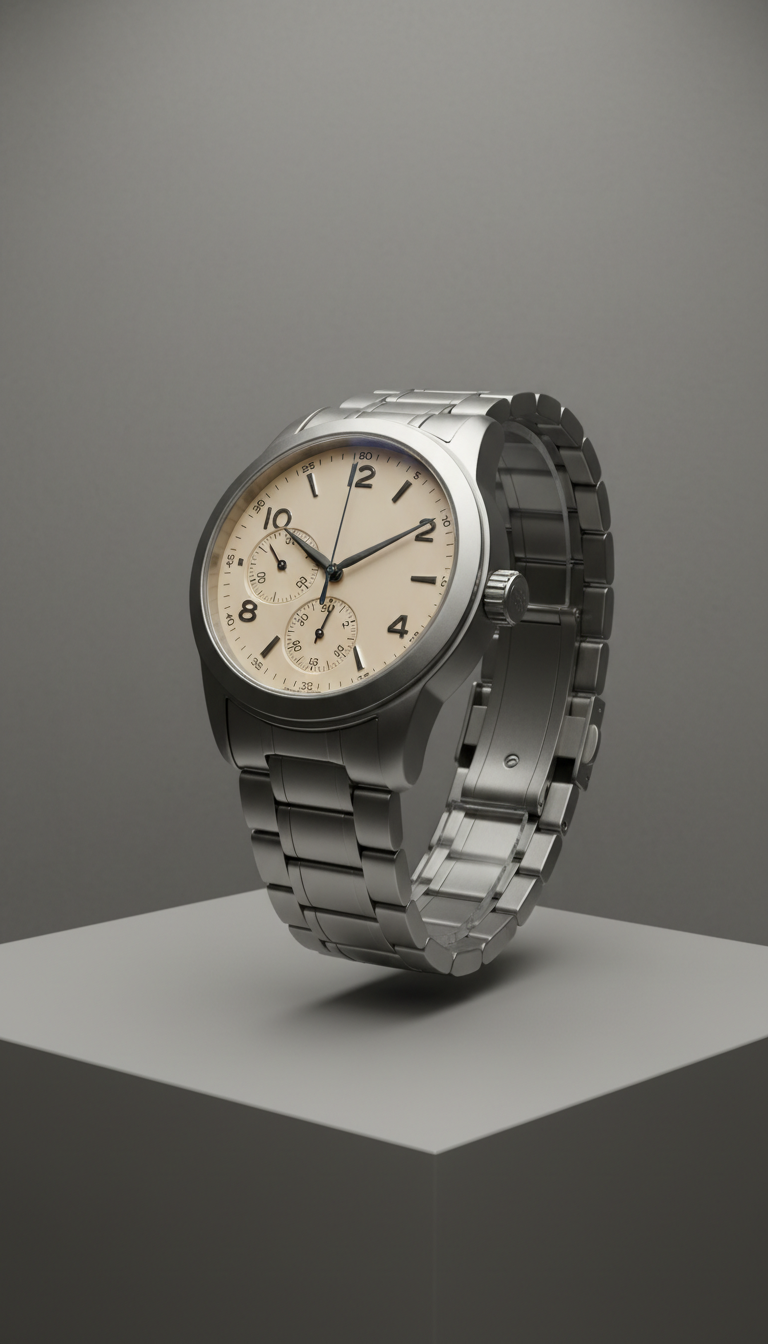 Dual-Time Zone Steel Watch Sapphire Crystal