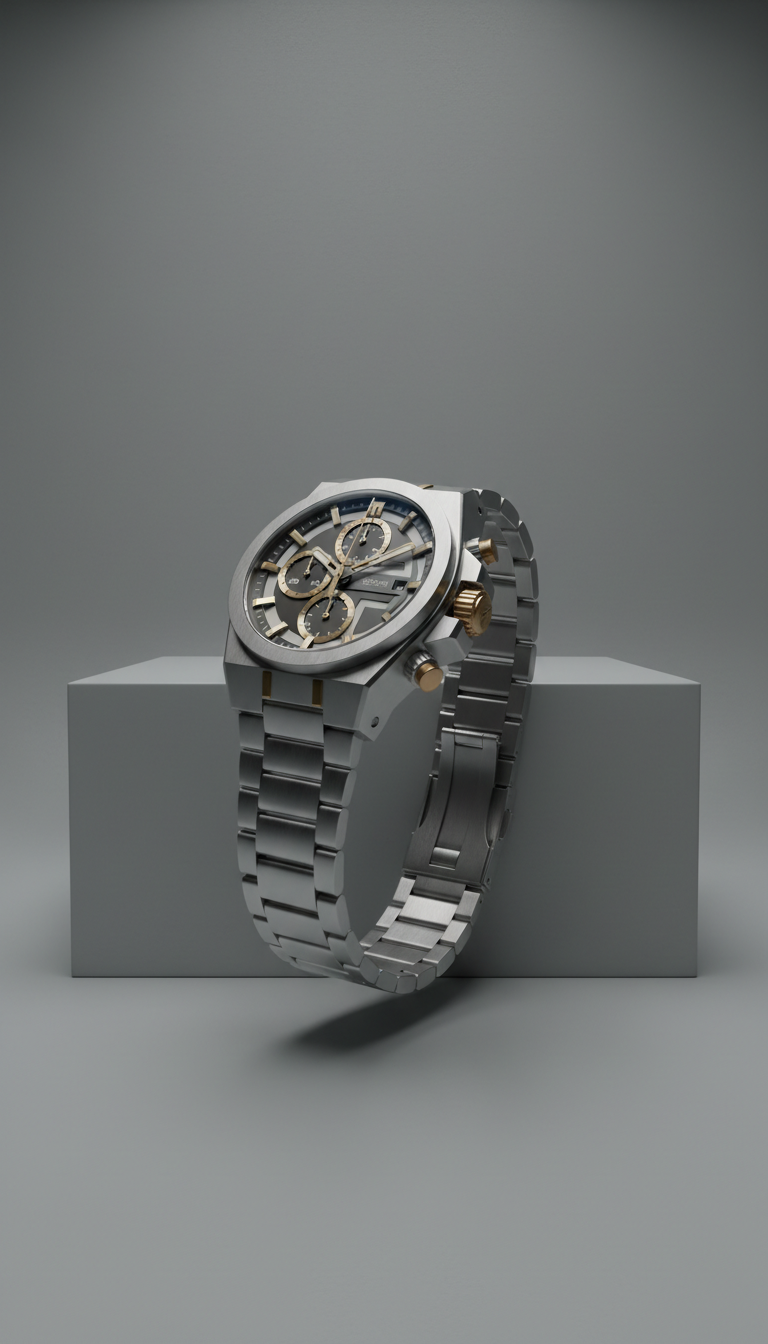 Stainless Steel Chronograph Architectural Dial