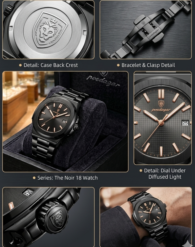 Poedagar Luxury Men's Quartz Wristwatch